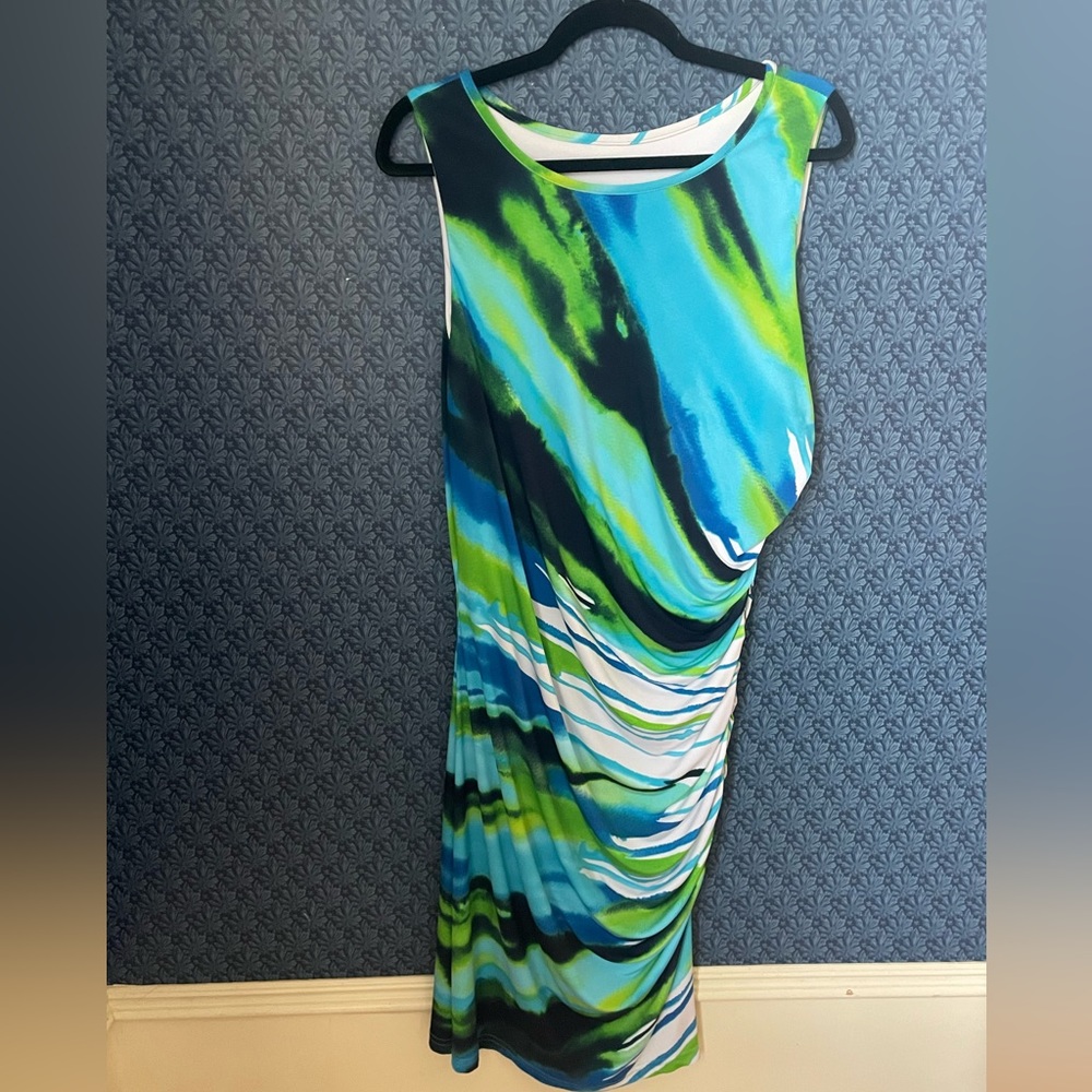 Joseph Ribkoff Women’s Size 16 Dress Summer Pattern Event Vacation Blue green